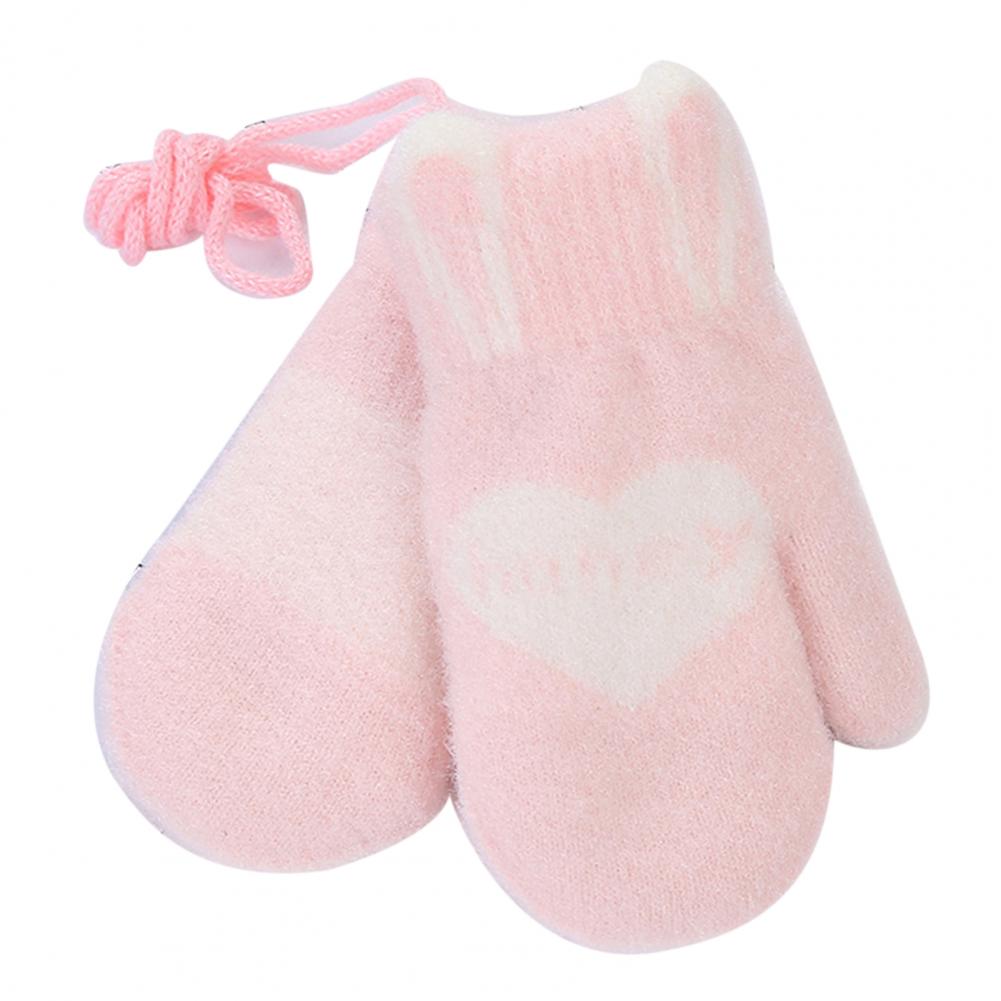 Enfants hiver mignon amour coeur motif miel lettres tricoté gants mitaines