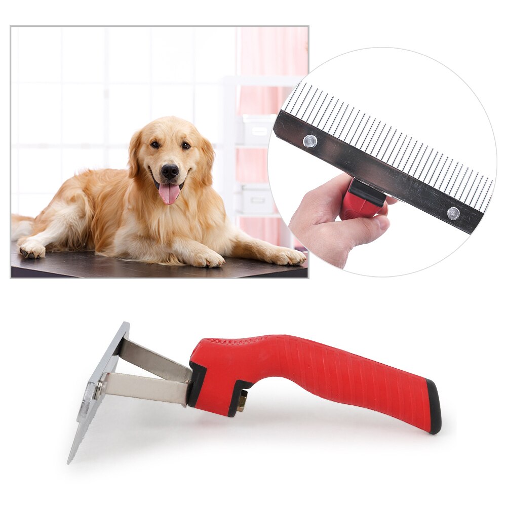 Long Tooth Undercoat Dog Rake Anti-Slip Rubber Handle Pet Grooming Rake Slicker Tool Heavy and Duty Steel Comb