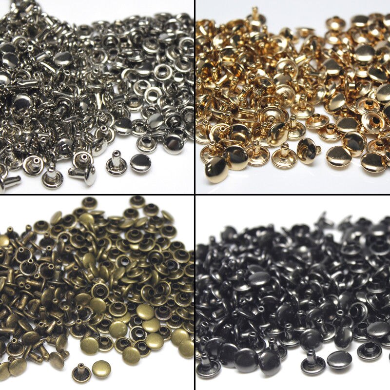 100sets 7/9/10/12mm Metall Doppel Cap Nieten Studs Runde Niet für Leder Tasche gürtel Kleidung Kleid Schuhe Kragen Decor
