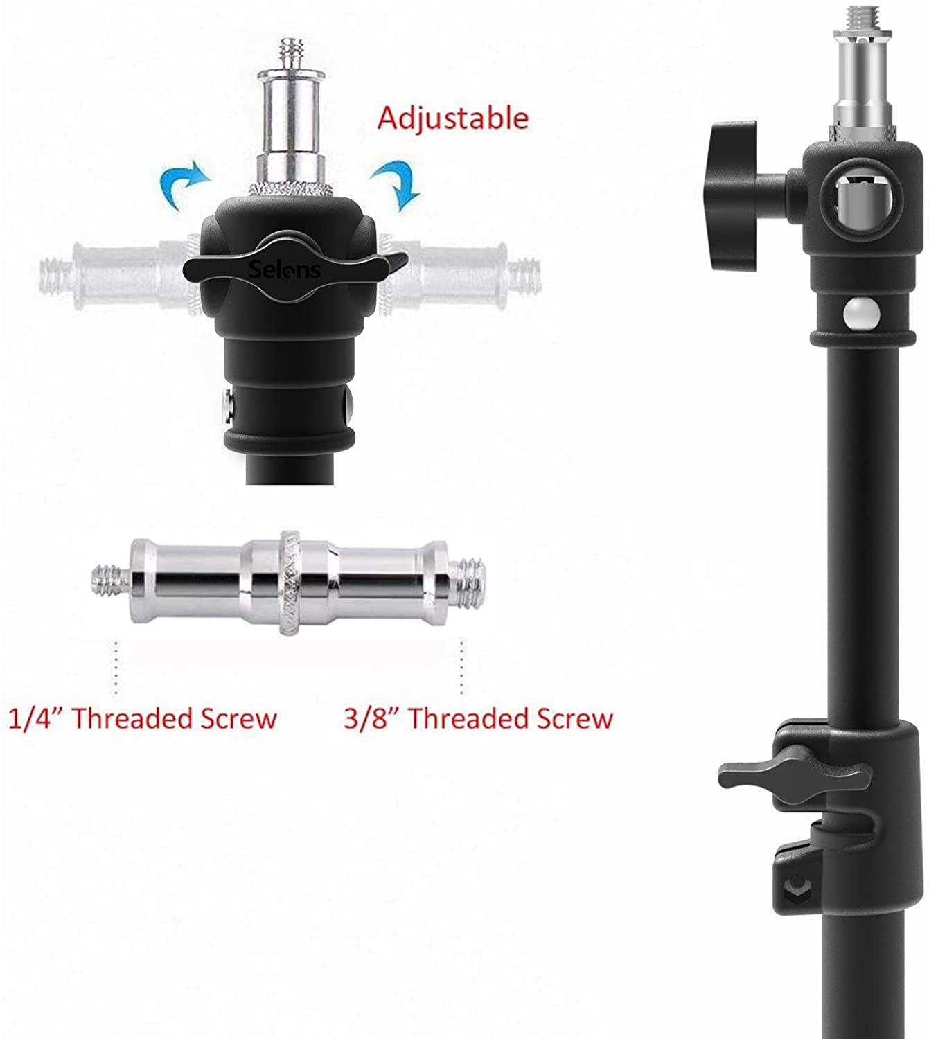 55cm Photography Wall Ceiling Mount Boom Arm with 3/8 "1/4" thread Universal Adapter for Photo Video Lights Umbrellas Reflectors