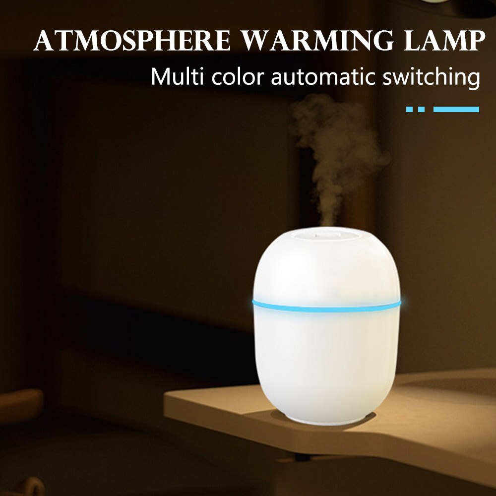 200ML White Mini Air Humidifer Aroma Essential Oil Diffuser with Romantic Lamp USB Mist Maker Aromatherapy Humidifiers for Home