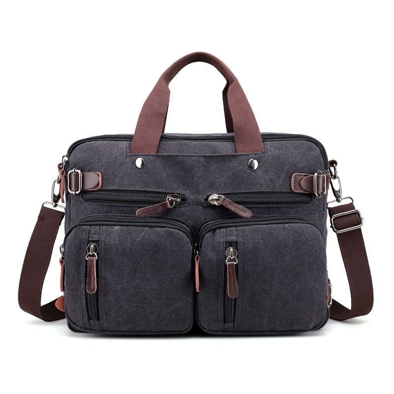 Men Canvas Briefcase Business Laptop Handbag Large Messenger Shoulder Bag Big Casual Male Tote Back Bags Travel Suitcase XA162ZC: Black