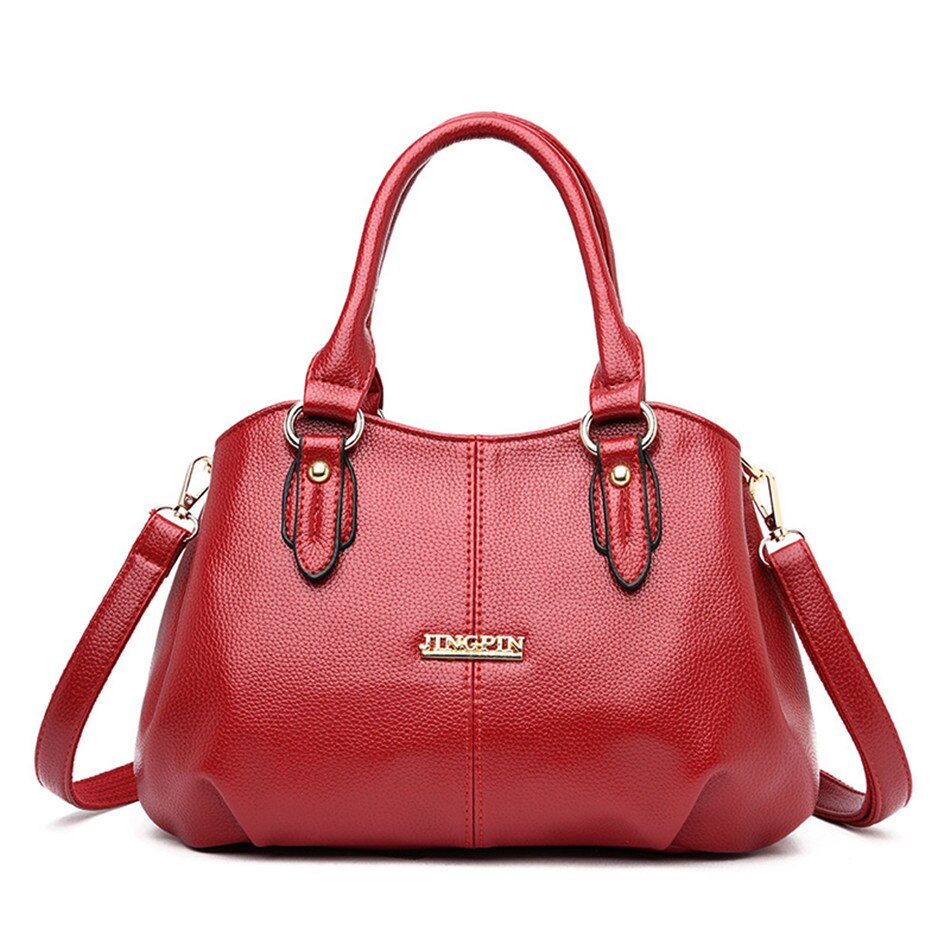 3 grote tassen, grote capaciteit, casual tote bag, zacht leer, dames handtas, crossbody schoudertas voor vrouwen, sac a dos: Rood