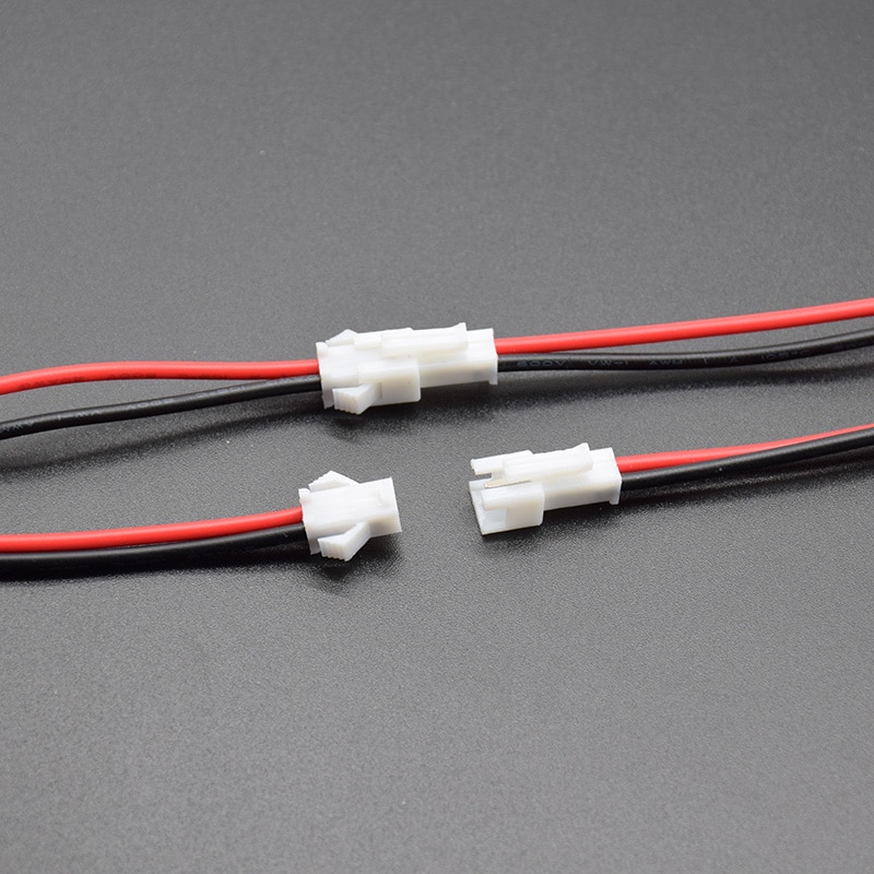 10 par /5 par hvide micro jst 2 pin han- og hunstik med ledningskabler længde 100mm