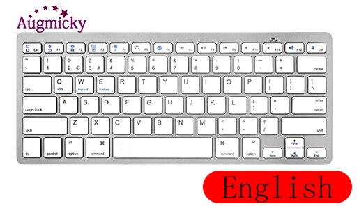 Russian French Spanish Wireless Bluetooth 3.0 keyboard for Iphone Android Tablet PC MINI keyboard for iPad Series iOS System: Silver English