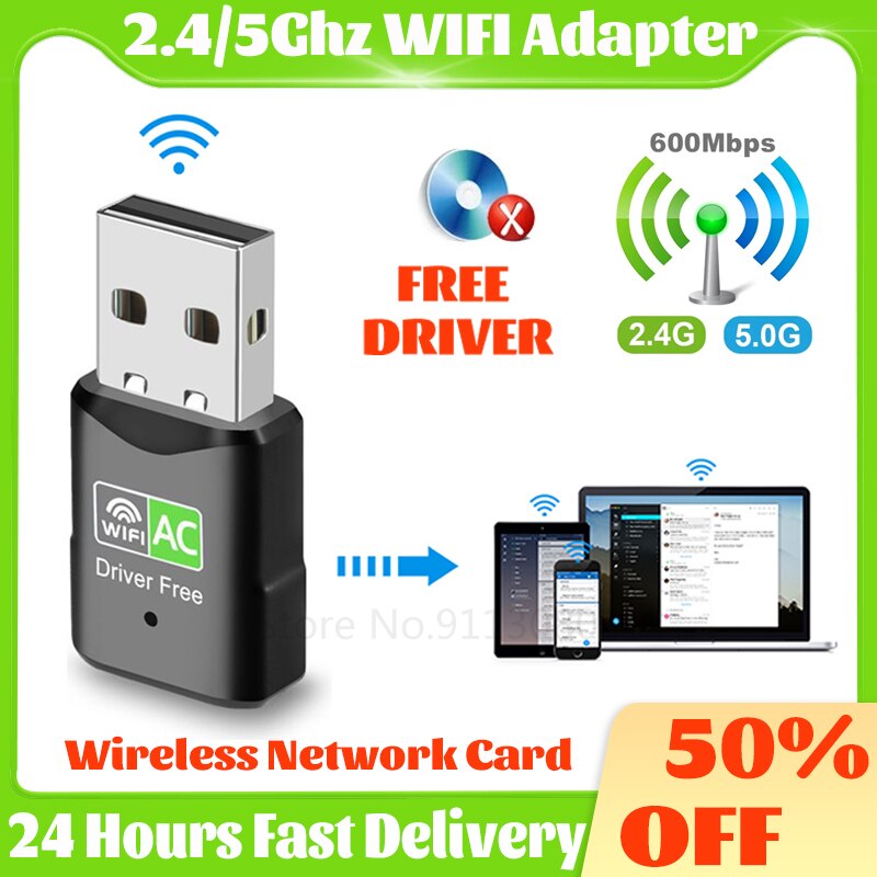 5G/2.4Ghz Dual Band Mini Usb Wifi Adapter Gratis Driver Wifi Netwerkkaart Draadloze Dongle Antenne Voor pc Desktop Laptop