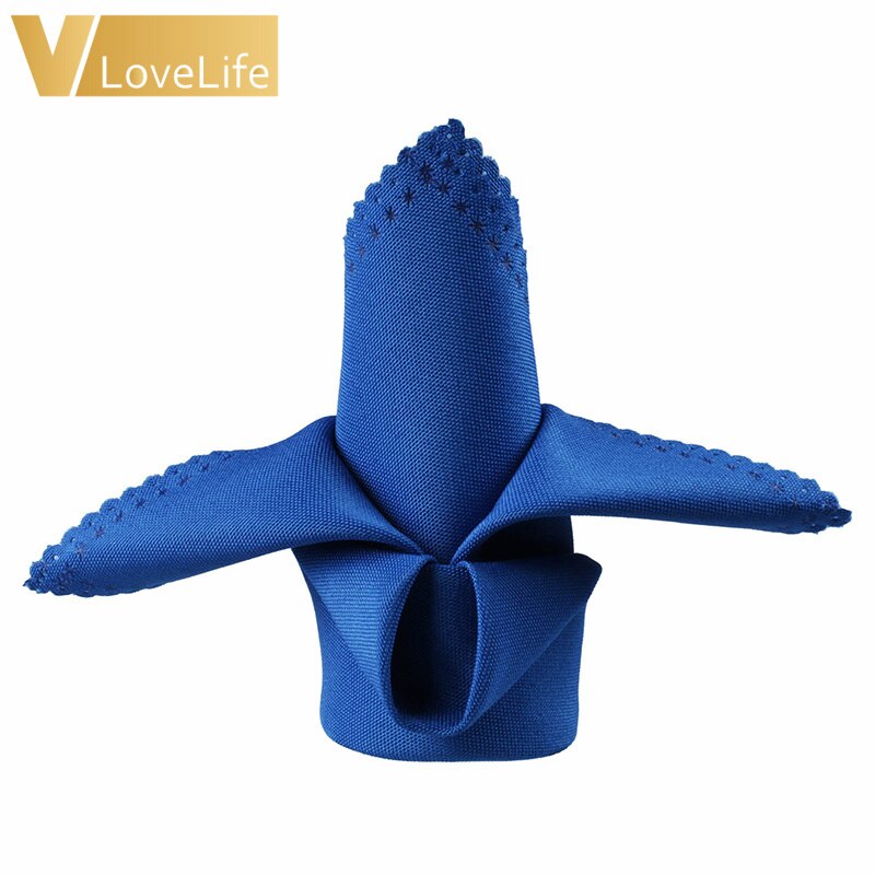 10Pcs 45x45 cm Polyester Plain Tafel Servetten Linnen Diner Zakdoeken Mond Doeken Voor Event Banket Bruiloft: royal blue