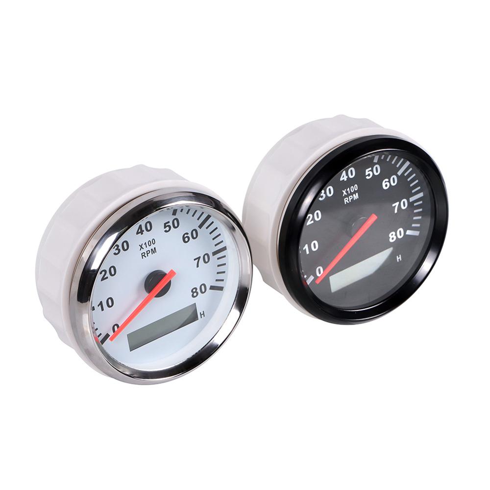 8K Boat Tachometer Marine Tacho Meter Gauge LCD Hourmeter 12V/24V 8000 RPM 85mm Boat Tachometer