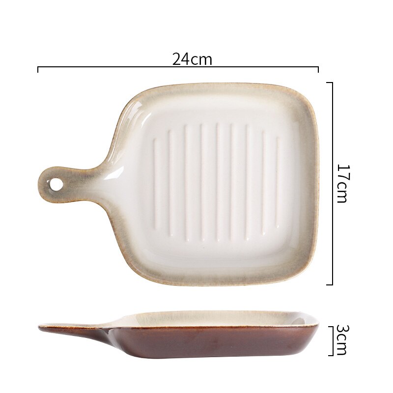 FANCITY Home baking trays, ceramic handle plates, oven baking, rice plates, dish plates: 2