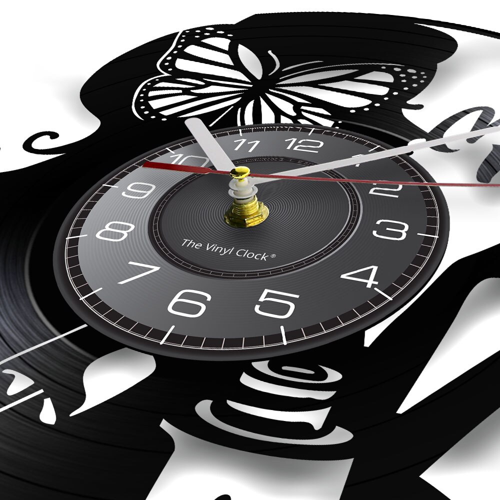 Horloge murale pour maître des ongles | Horloge murale faite de disque en vinyle Vintage, pour manucure, Studio de Salon de manucure, signe d'affaires, pour technicien des ongles