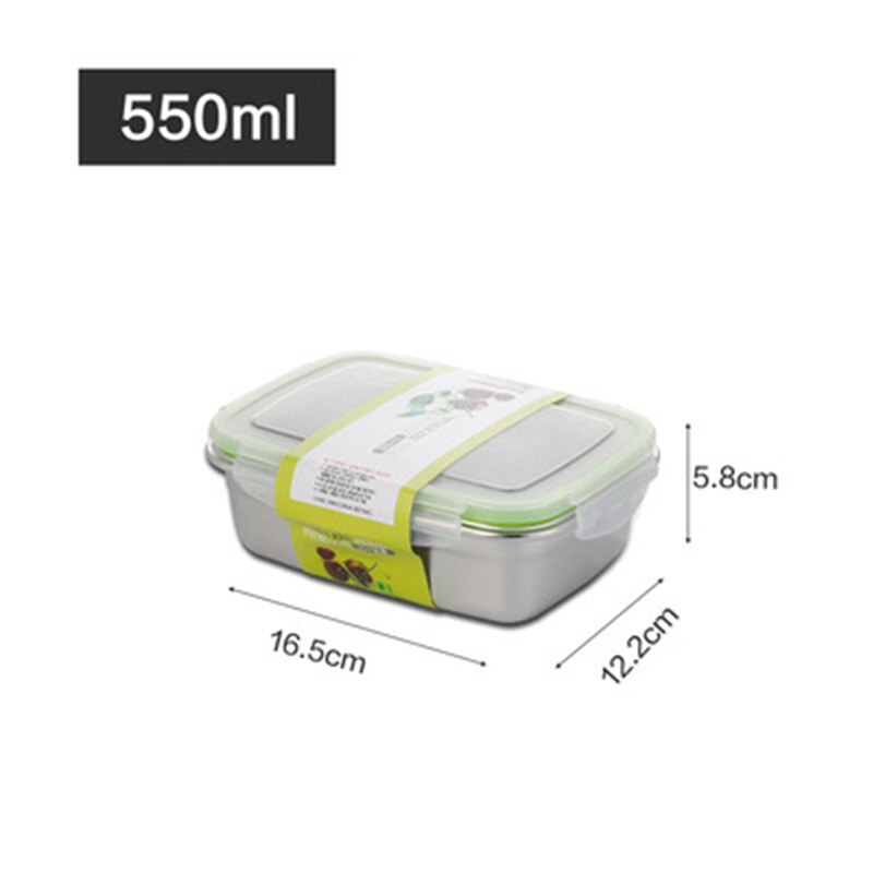 304 Stainlesss Steel Lunch Box Containers Food Preservation Leak Proof Aldult Lunch Box Food Storage Container Bento Box For Kid: 550ml