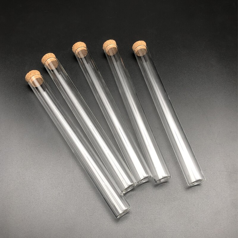 10pcs/Pack 18x180mm Lab Flat Bottom Glass Test Tube With Cork Stoppers Laboratory Glassware Container