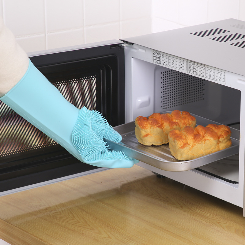 1 paire de gants de nettoyage de vaisselle magique en caoutchouc de Silicone gant de lavage de vaisselle pour ménage épurateur cuisine outil propre gommage