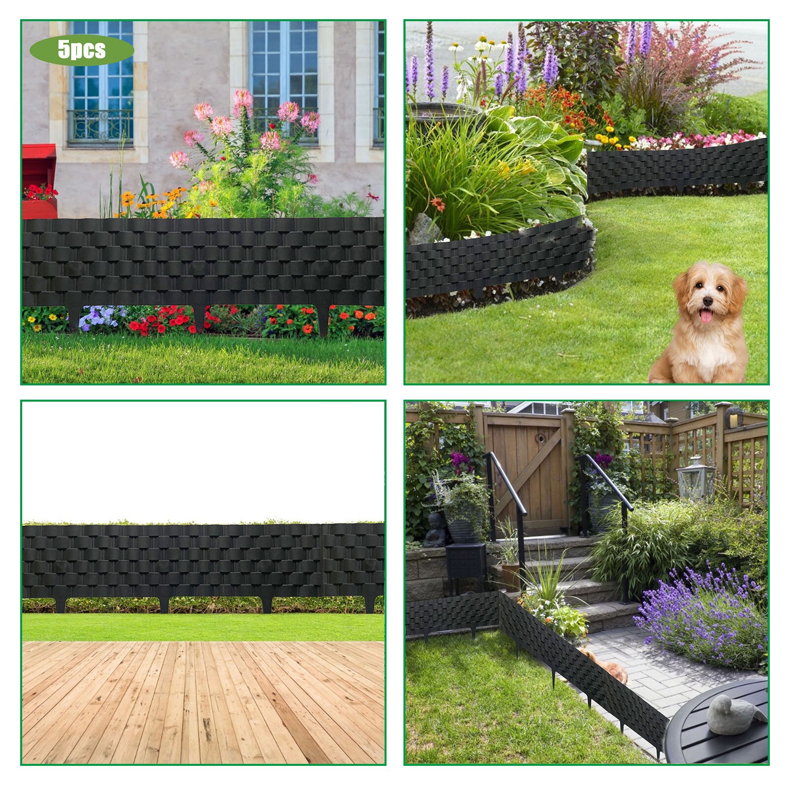 2Pcs Tuin Hek Plastic Effect Plant Bloem Grens Decoraties Gazon Palissade Tuin Decoratie Geweven Rotan Gazon Rand Hek