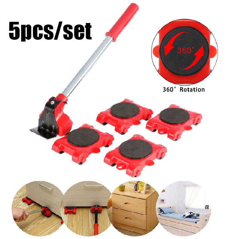 Furniture Mover Tool Set Heavy Stuff Transport Lifter 4 Wheeled Mover Roller with Wheel Bar Moving Device Tool