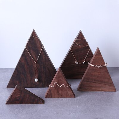 Black Walnut Triangle Bracelets Bangle Display Holder Jewelry Display Blocks Earrings Ring Pendant Showcase