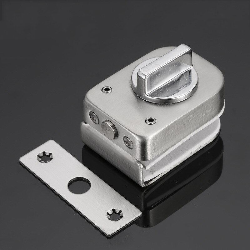 Glass Sliding Door Latch Lock Non-Apertured Stainless Steel Glass Door Lock for Shower Room Bathroom Accessories