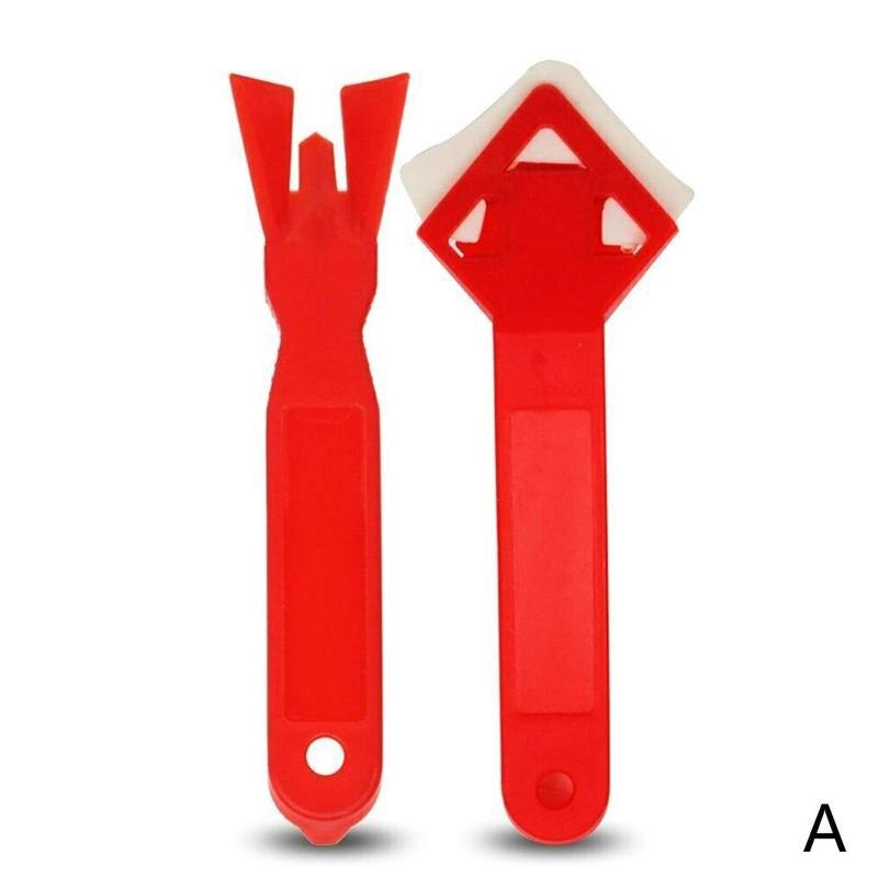 2 pcs/set Hand Tool Set Joint Silicone Glass Cement Scraper Caulking Finishing Sealant Grout Remover Spreader Spatula: Red