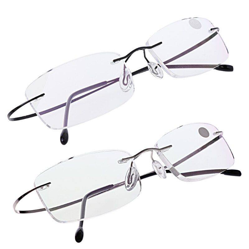 Ultralight Titanium Randloze Rechthoekige Glazen Bril Lenzenvloeistof Eyewear + 1.0 + 1.5 + 2.0 + 2.5 + 3.0 + 3.5