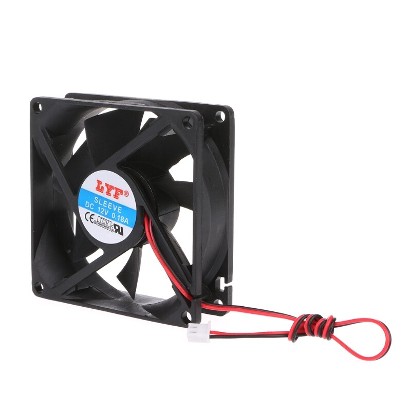 12V 2-Pin 80x80x25mm PC Computer CPU System Heatsink Brushless Cooling Fan