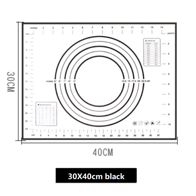 30x4 0CM/50x6 0CM/60x6 0CM/50x7 0CM/60x80CM grande taille tapis de cuisson en Silicone antiadhésif tapis de cuisson réutilisable gâteau outil de cuisson: 40x30CM Black