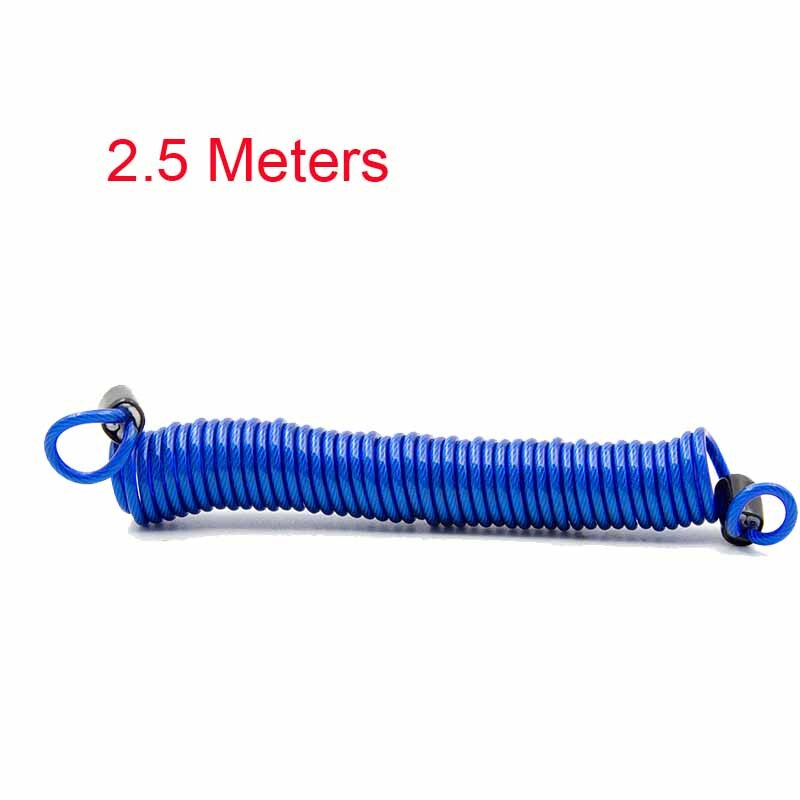 2.5M Bike Spring Cable Lock Anti-Theft Rope Alarm Disc Lock Moto Scooter Bicycle Security Reminder Motorcycle Protection Warning: Blue