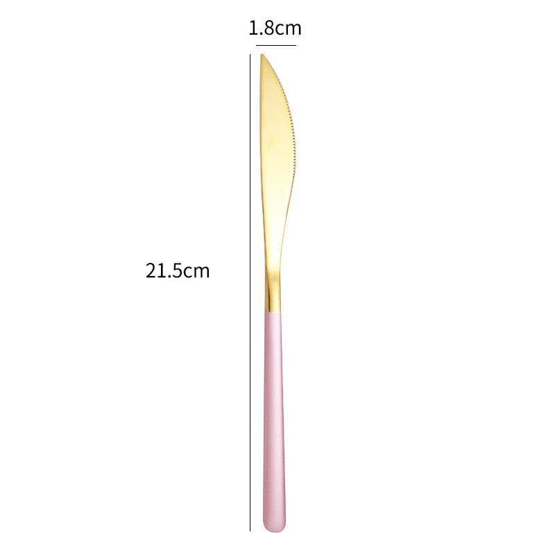 Flat Handle Stainless Steel Steak Knife Butter Marmalade Knives Cheese Blades Beautiful Tableware Kitchen Accessories: Pink Gold