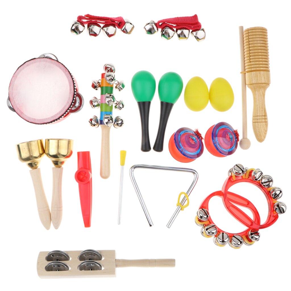 Børns musikinstrumenter - tamburinsæt udviklingsmæssigt rangle lydlegetøj