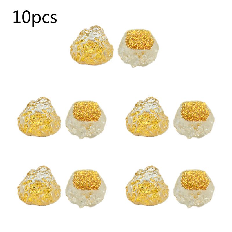10 stk farvet krystalharpiks knap uregelmæssig overflade paillet diy pandebånd smykker  m6cd: Gul