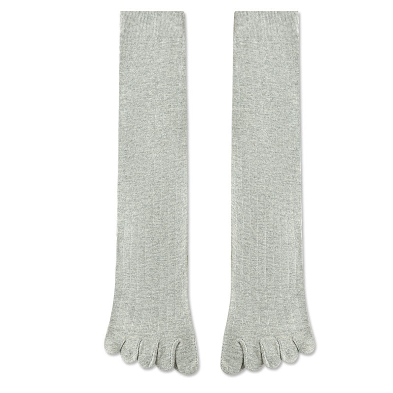 Calcetines hasta la rodilla a la con cinco dedos para hombre, calcetines a rayas de Color sólido hasta la pantorrilla, calcetines con punta abierta y absorción del sudor para primavera y verano, 5 dedos: Rojo azul