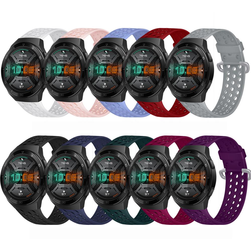 22mm armbånd silikon pustende reim huawei klokke  gt 2e bånd for huawei  gt2 46mm klokke rem erstatning armbånd tilbehør