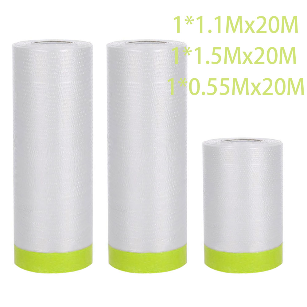 Pre-Taped Masking Film and Cloth Plastic Cover Sheets Transparent Floor Carpet Protector for Furniture Car Painting: Red