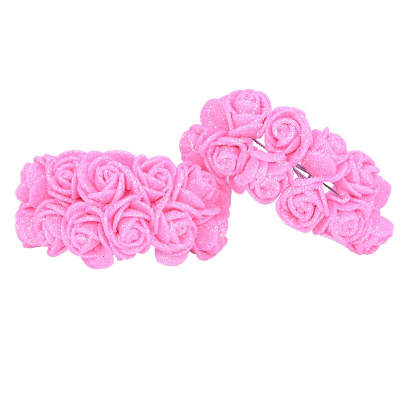 Ramo de flores artificiales de espuma con purpurina brillante, ramo decorativo de rosas de 2cm, decoración para de boda, 72 Uds.: F02