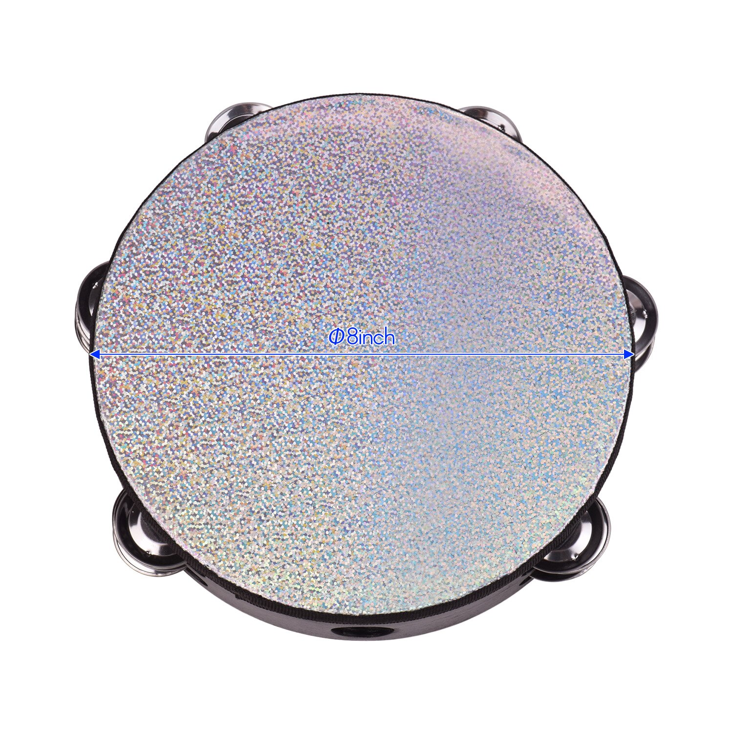 10 zoll Holz Radiant Tamburin Handbell Hand Trommel mit Doppel Reihen Jingles Glänzende Reflektierende Trommel Kopf Percussion Instrument: 8 Inch