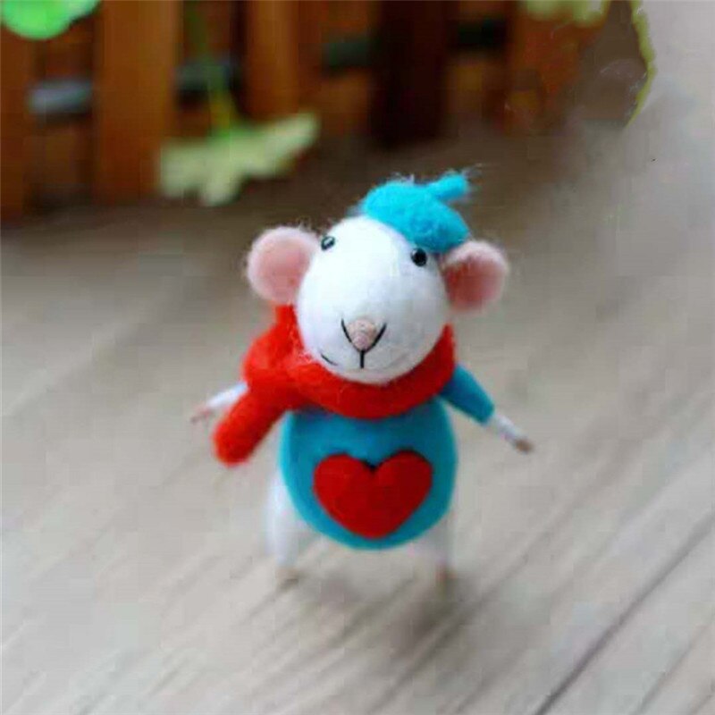 DIY pequeño ratón de lana, manualidad de fieltro sin terminar, Kit de herramientas para manualidades, Material de aguja, hecho a mano: style 9