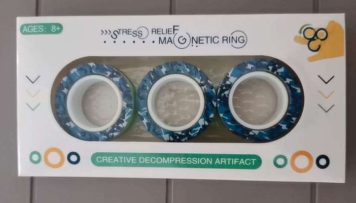 Grappige Relief Magnetische Ringen Fidget Speelgoed Voor Angst Anti-Stress Roller Vingertop Speelgoed Volwassen Kinderen Vinger Spinner Magische Ringen: Navy blue