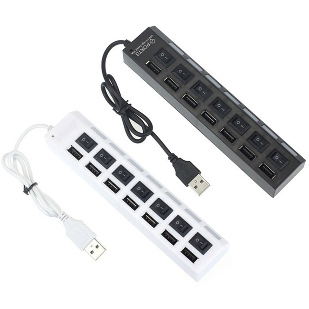 Enchufe con indicador LED 7 puertos USB 3,0 adaptador Hub interruptor de encendido/apagado Plug & Play alta velocidad portátil para ordenador portátil