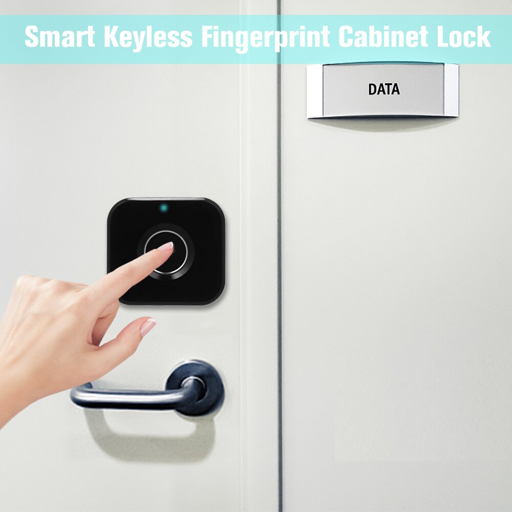 Smart Keyless Fingerprint Lock Biometric Electric Lock Portable Fingerprint Drawer Lock for Office Drawer File Cabinet Left Side