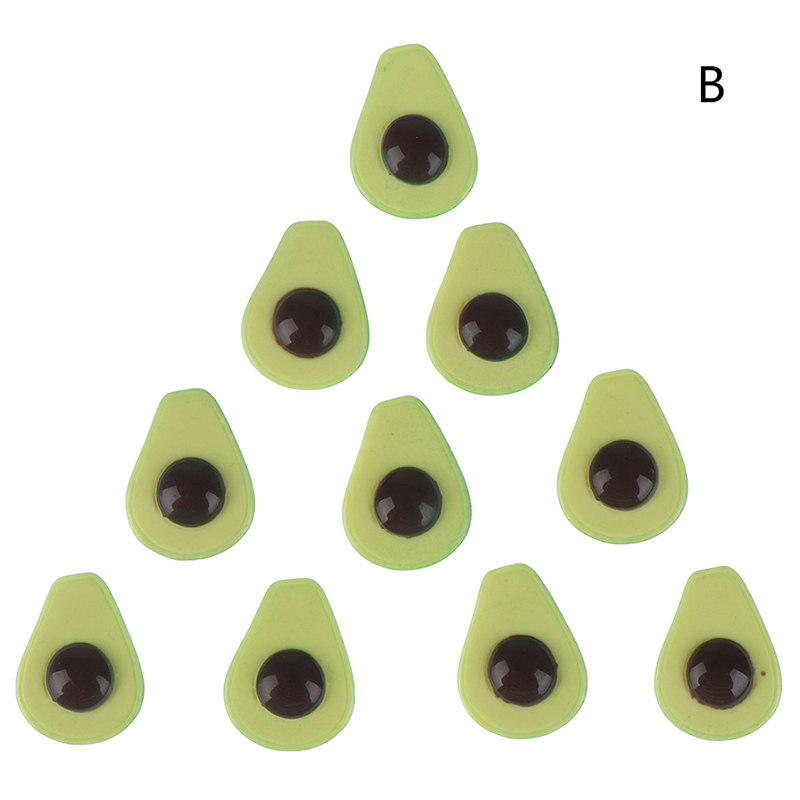 10pcs Avocado Slices Slime Supplies Toy Addition For Fluffy Clear Slime Resin Fruit Slices Charms Accessories: B
