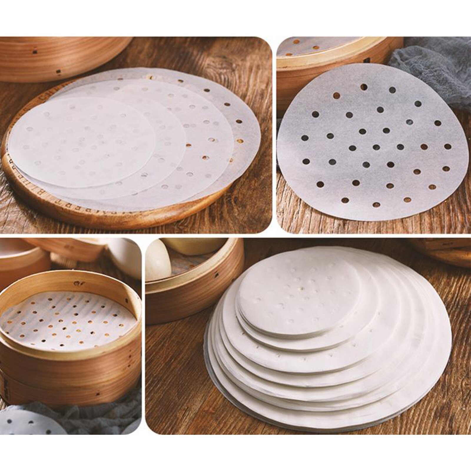 Ronde Perkament Lucht Friteuse Non-stick Stoomboot Pad Geperforeerde Ongebleekt Perkament Papier Круглый Пергамент