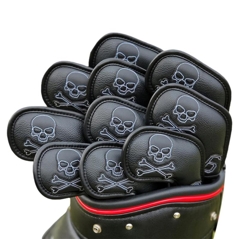 Couvre-têtes de Club de Golf, doublure en fourrure, couverture de Putter de Golf en cuir PU, ensembles de couvre-chef en fer, étui de protection, accessoires de Golf, 10 pièces