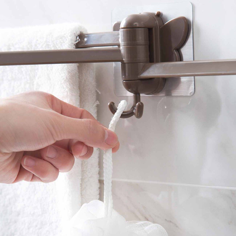 Håndklædeholder af plast 3 drejelig håndklædestang bøjle badeværelse hylde dreje håndklæde hat rack handdoek houder