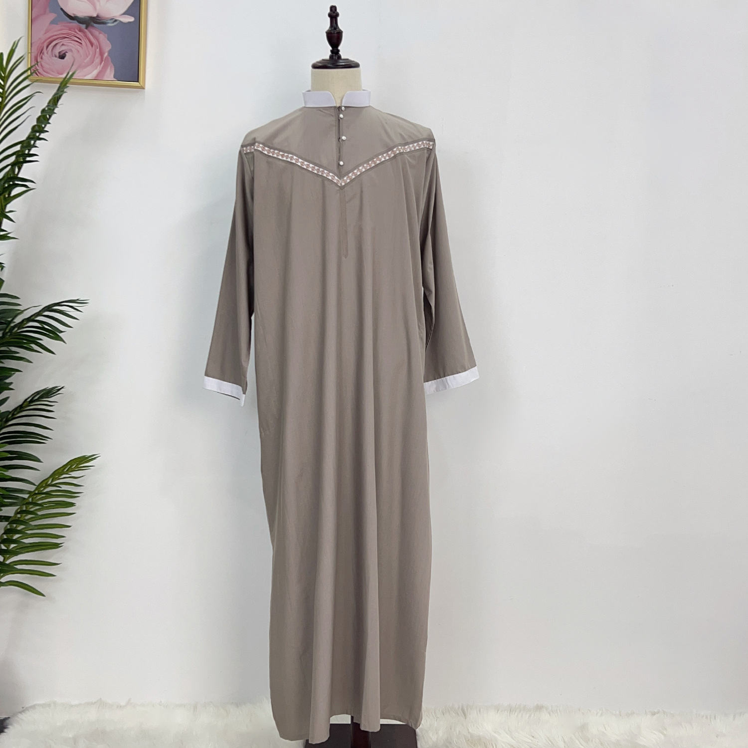 Moslim Abaya voor Mannen Lange Gewaad Saudi Arabische Kaftan Mannelijke Jubba Thobe Marokkaanse Caftan Jurk Eid Ramadan Thobe Islamitische Kleding: 52 / Crème