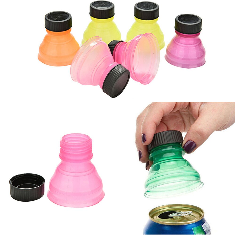 Dropshipping 6Pcs Tampas De Garrafa Tampa Saver Soda Pop Cerveja Bebida Pode Garrafa de Tampa Flip Top Tampa Protector Snap On lata de cerveja Tampa
