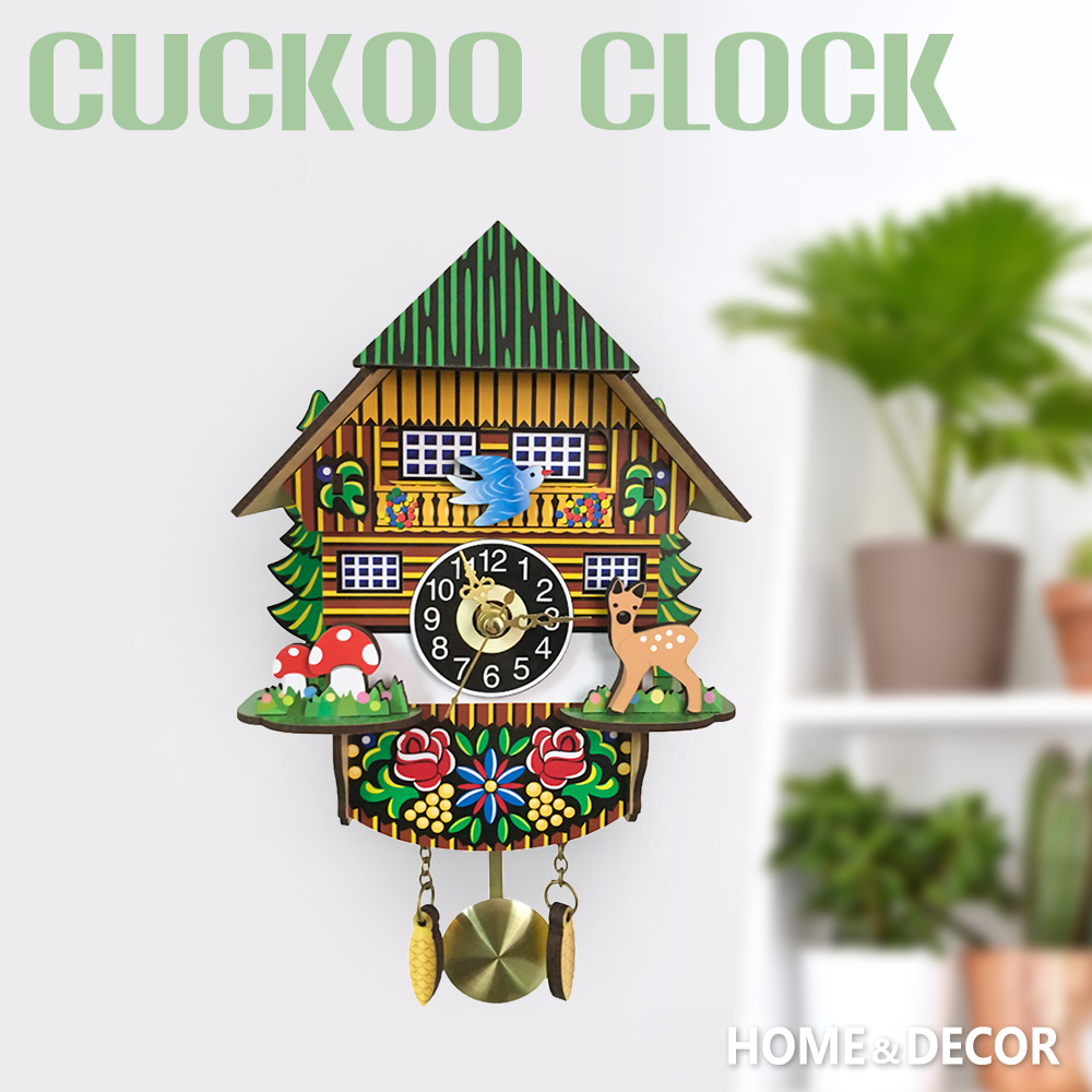 De Madera Vintage reloj de cuco pared péndulo oscilante tradicionales de madera colgando de la artesanía para casa habitación decoración reloj de cuco