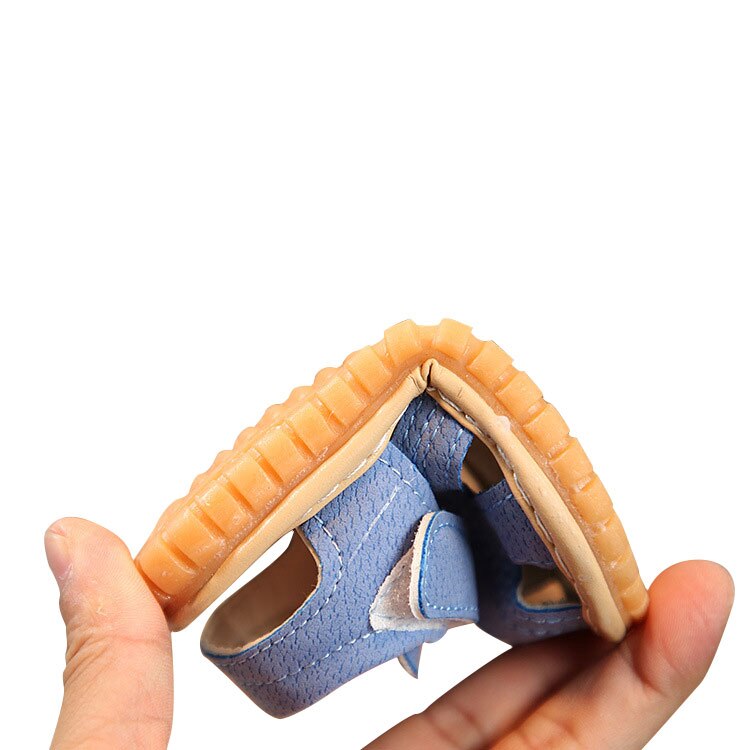 Pudcoco baby spædbørn blød sål skridsikker lukket tå baby drenge piger sommer first walkers flade knirkende sko