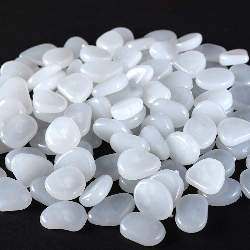 100Pcs Fluorescent Resin Stone Garden Decoration Glowing Garden Pebbles In The Dark Garden Courtyard Lawn Luminous Stone: White