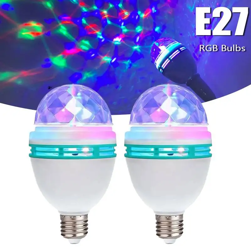 Luz de discoteca E27, lámpara de RGB giratoria, luz LED estroboscópica, Bombilla de discoteca de cristal para de cumpleaños, Club, Bar, KTV, Halloween y Navidad