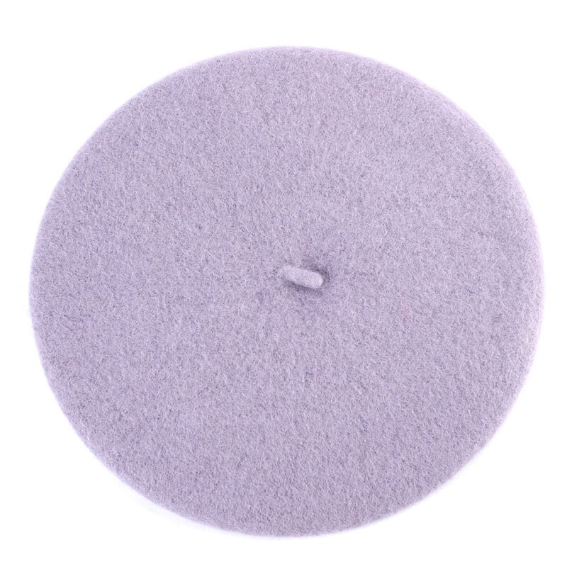 Baskerhatt för dam basker i solid varm ull för kvinnor godisfärg kashmir enfärgad fransk konstnär baskerhattar för flickor  gs102d: Ljuslila