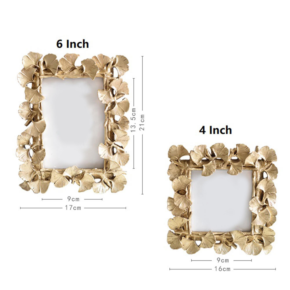 4/6 Inch Resin Golden Ginkgo Leaf Frame Vintage Photo Frame Retro Resin Photo Frame Wedding Home Decor